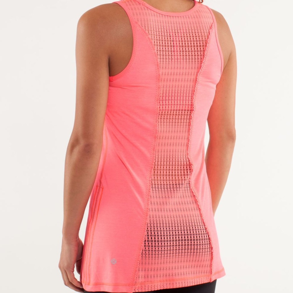 Lululemon Run Neon Pink Tie and Fly Mesh Tank Top